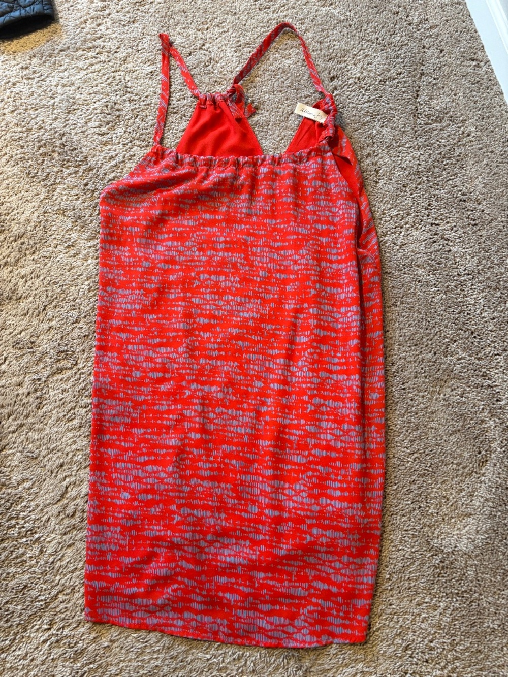 Evereve Allison Joy Orange Blue Halter Swing Dress XL